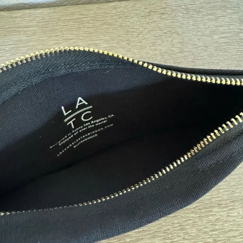 Slightly Drunk Black Canvas Zipper Pouch Makeup Bag LATC